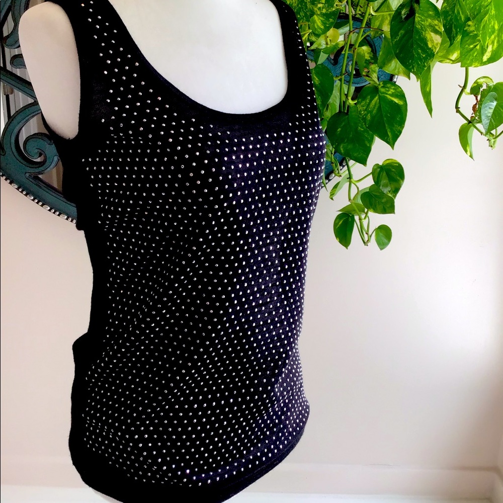 SLEEVELESS, SILVER GEM DETAILED TOP